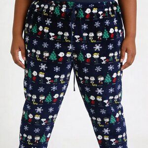 Peanuts Women's Blue PJ Bottoms Peanuts Character Ultra Soft Plushy Plus Size 2X
